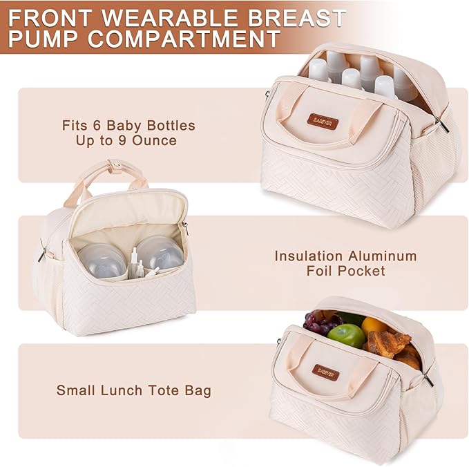 Breastmilk Cooler Bag with Ice Pack Fits 6 Baby Bottles up to 9 Ounce, Wearable - Image 3