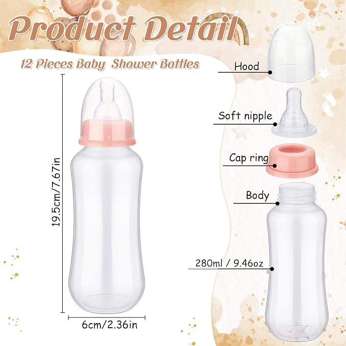 TrelaCo Cool Baby Shower Games Sets 12 Pcs Feeding Bottles - Image 3