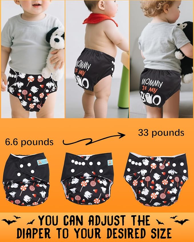 ALVABABY Halloween Baby Cloth Diapers One Size Adjustable Washable Reusable - Image 4