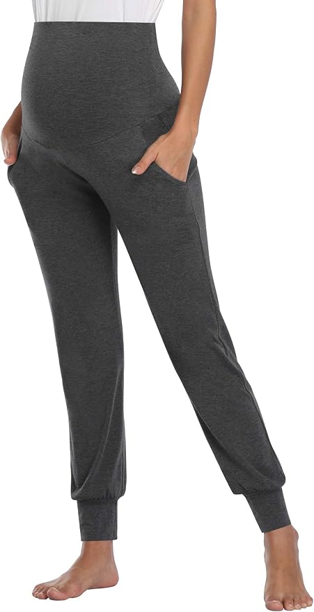 AMPOSH Women's Maternity Pants Stretchy Lounge Workout Pants Casual Loose Comfy - Image 3