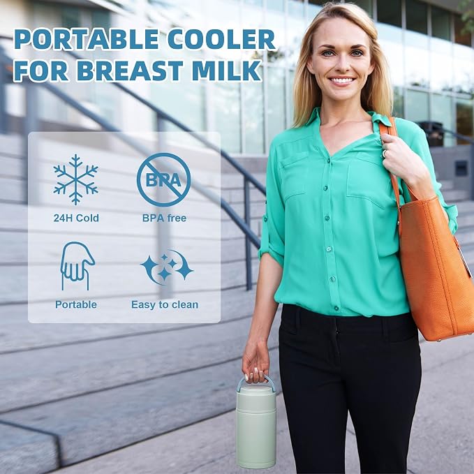 Portable Breast Milk Cooler, Stainless Steel Breastmilk Storage Keeps - Image 3