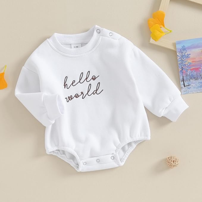 VISGOGO Newborn Infant Baby Boy Girls Oversized Romper Little Dude Sweater - Image 4