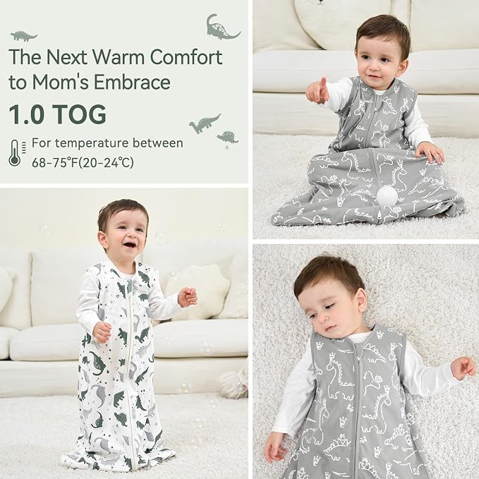 Baby Sleep Sack 6-12 Months 1.0 Tog Baby Wearable Blanket 100% Cotton Sleeping - Image 6