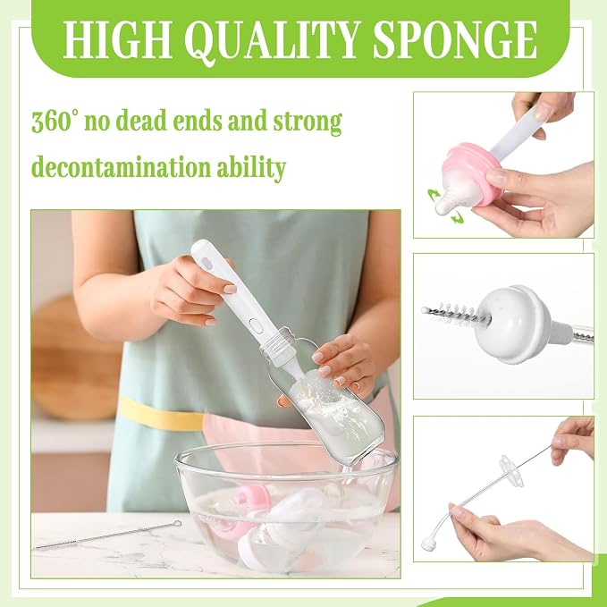 22 Pcs Sponge Bottle Nipple Brushes Set Including 12 Pcs Bottle Sponge Brush - Image 3