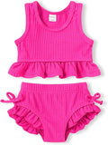 HAPPYMA Baby Swimsuit Toddler Girl Bathing Suit Summer Solid Color Bikini Set by FuntodressHappyChildhood
