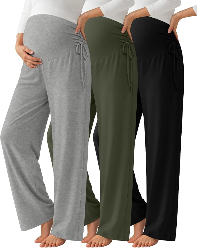 Neer 3 Pack Women's Maternity Pants Over The Belly Loose Pregnancy Pants by Neer