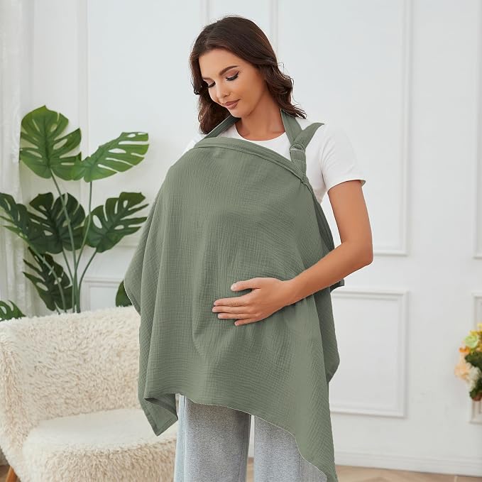 Muslin Nursing Cover for Baby Breastfeeding, Breathable 100% Cotton by Zdolmy