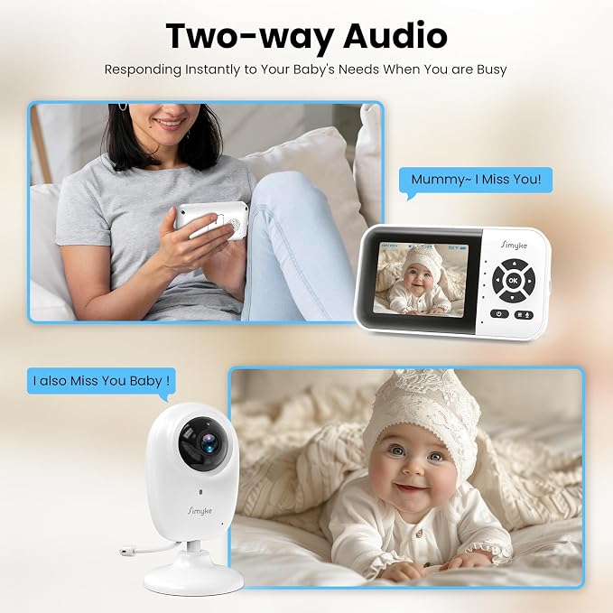 Smart Baby Monitor with 2 Cameras and Audio, Long Range, Night Vision, - Image 7