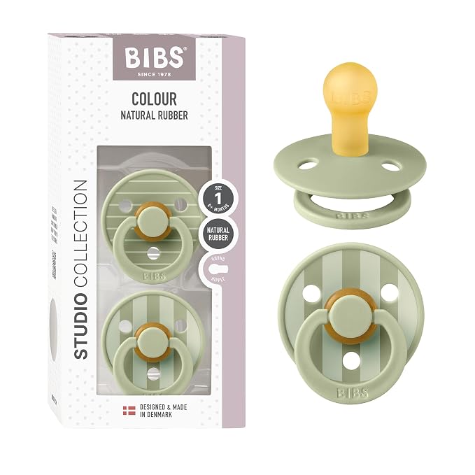 BIBS Pacifiers - Studio 2 Pack | Round Nipple Baby Pacifier | BPA Free Natural by BIBS