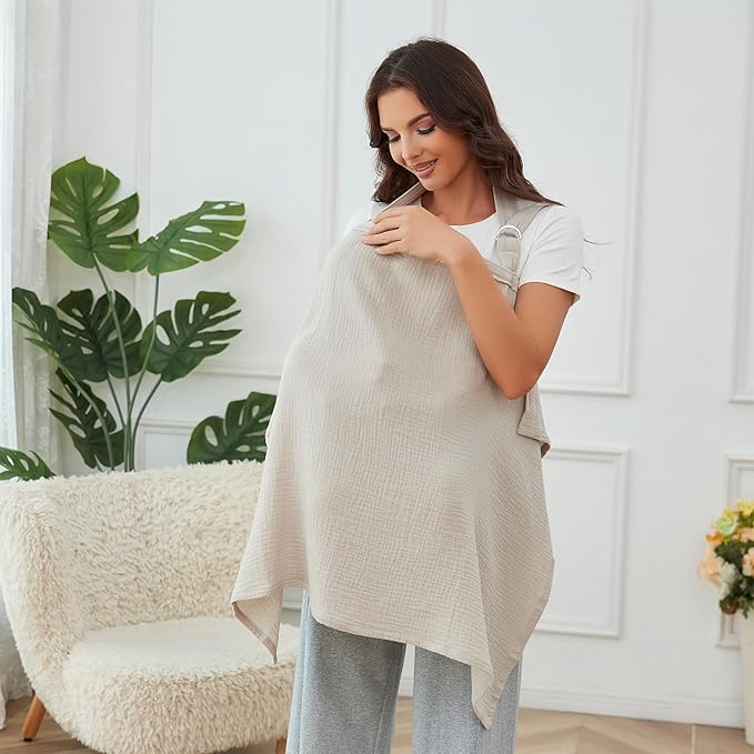 Muslin Nursing Cover for Breastfeeding, Breathable 100% Cotton Privacy Nursing - Image 2
