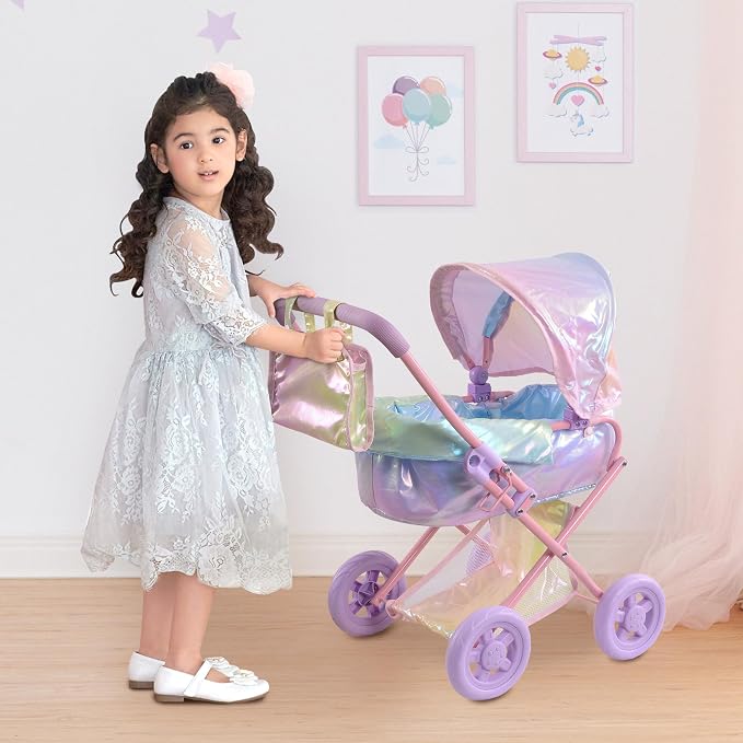 Olivia's Little World Baby Doll Stroller, 2-in-1 Doll Pram Buggy - Image 2