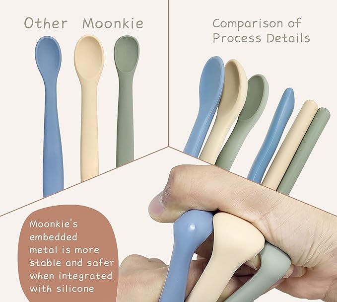 Moonkie Silicone Baby Spoons Set of 4, Two Sizes Feeding Spoon - Image 5