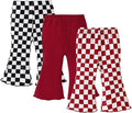 SOBOWO Checkered Baby Girl Flare Pants 3 Pack Toddler Bell Bottoms Plaid Ruffle by SOBOWO