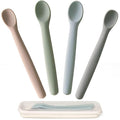Moonkie Silicone Baby Spoons Set of 4, Two Sizes Feeding Spoon by Moonkie