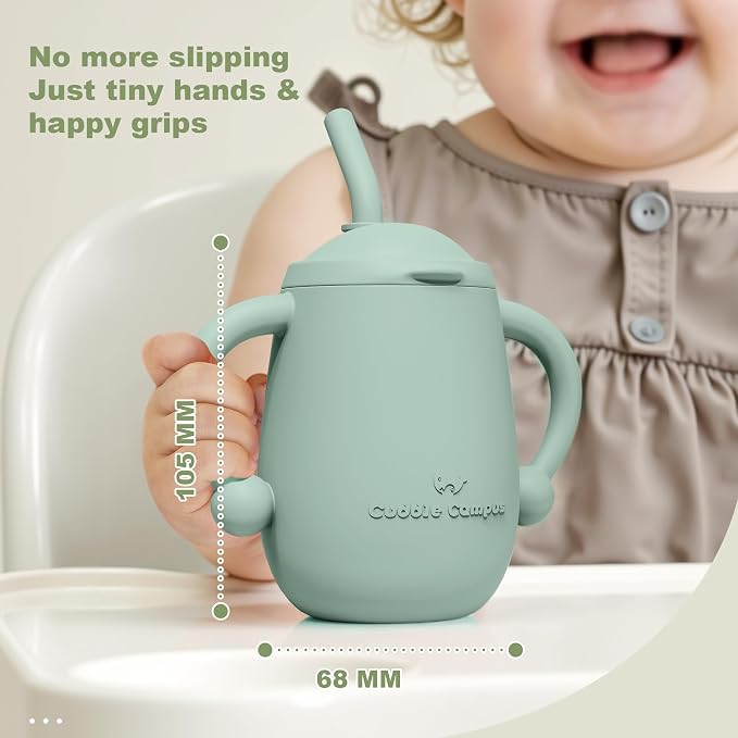 Cuddle Campus Pack of 2 Silicone Baby Training Cup, Shatterproof Toddler Sippy - Image 4