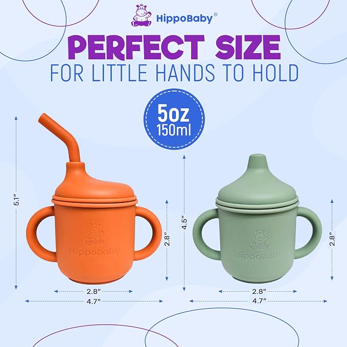 Silicone Transition Sippy Cup for 6+ month old | Includes 1 Toddler straw cup & - Image 3