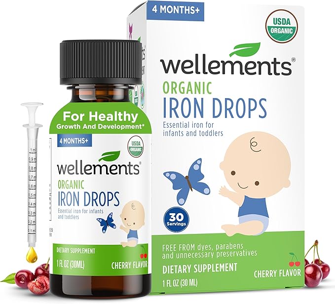 Wellements Organic Iron Drops for Newborn+ Babies by wellements