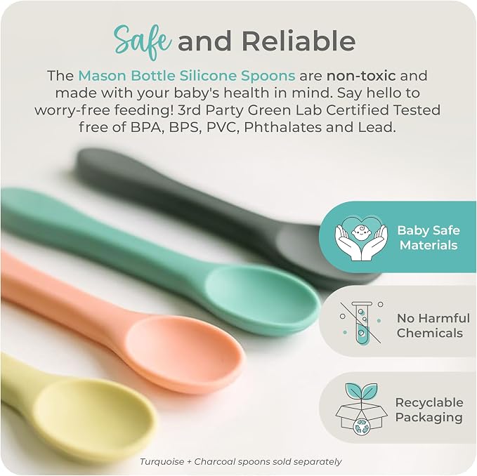 Mason Bottle Silicone Baby Spoons – BPA-Free Feeding Utensils - Image 4
