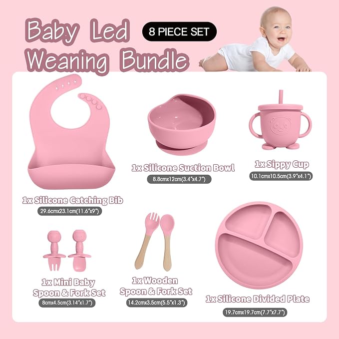 Baby Led Weaning Supplies, 8 Piece BPA-Free Silicone Feeding Set, Silicone - Image 2