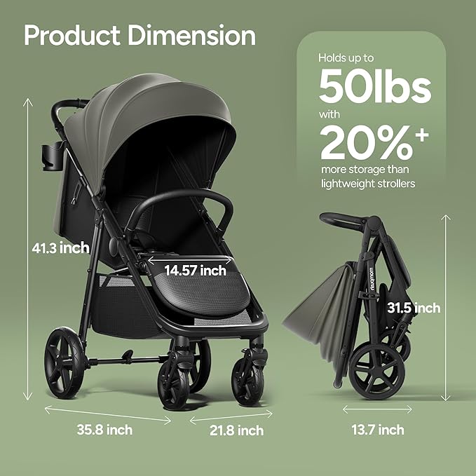 Mompush Nova Baby Stroller for Toddler, Infant & Newborn | Spacious Seat & - Image 3