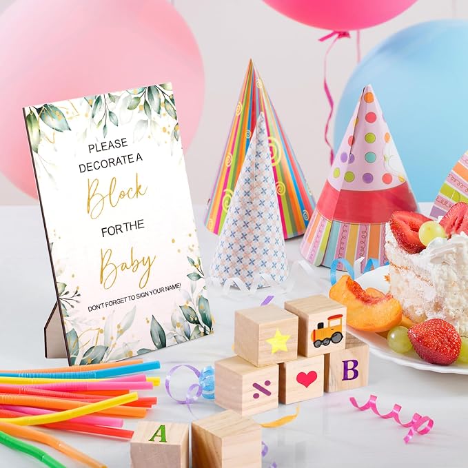 Draupnir 92 Pcs Fun Baby Shower Games Sign Kit Babies Coloring Blocks - Image 6