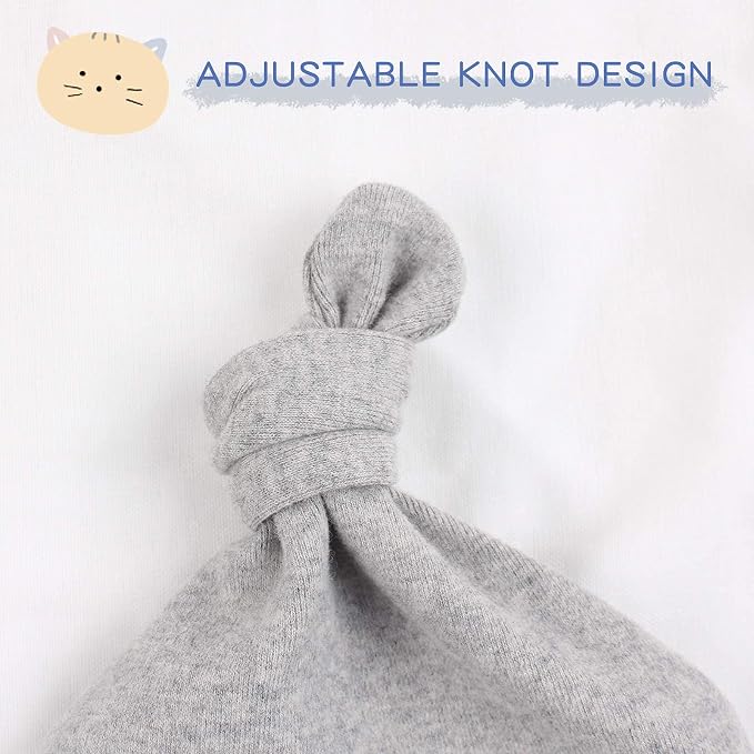 JANGANNSA Newborn Baby Hat Infant Baby Boys Beanie Top Knot Stretchy Hats - Image 3