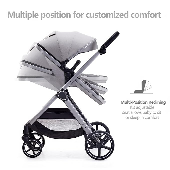 2 in 1 Baby Stroller, Newborn Infant Toddler Convertible Pram Stroller - Image 3