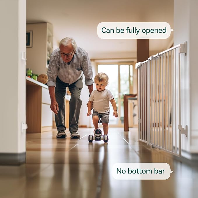 Babelio 31.5-55" No Bottom Bar Baby Gate Extra Wide, 2-in-1 Auto Close Dog Gate - Image 4