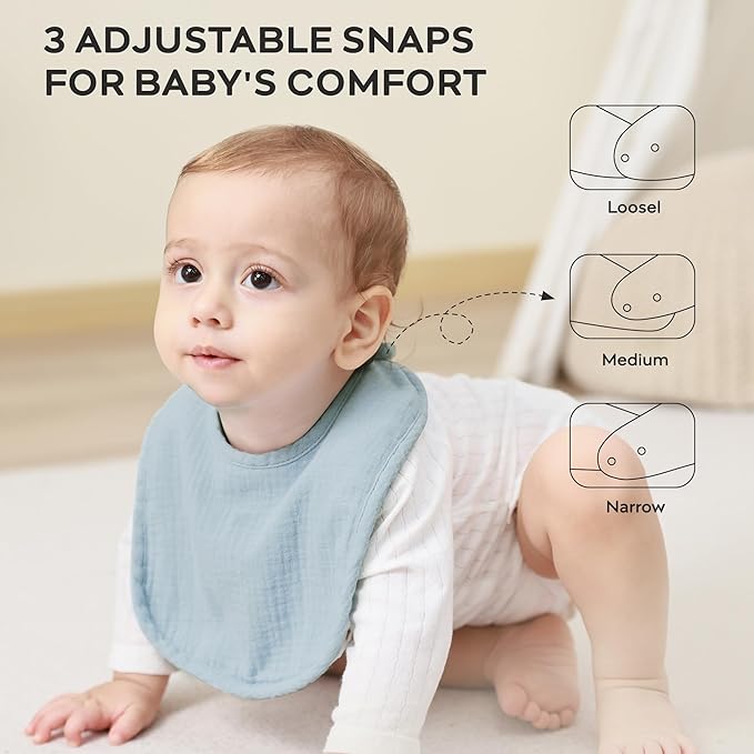 JELLYMONI Muslin Baby Bibs 8 Pack Baby Bandana Drool Bibs - Image 3