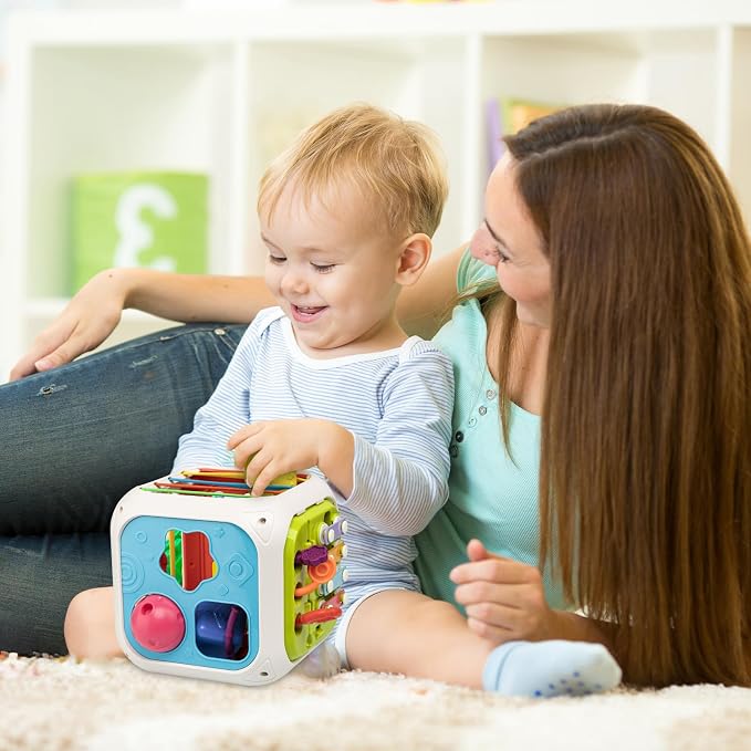 Montessori Toys for Toddlers, 7-in-1 Activity Cube, Shape Sorter Toy| Baby - Image 8