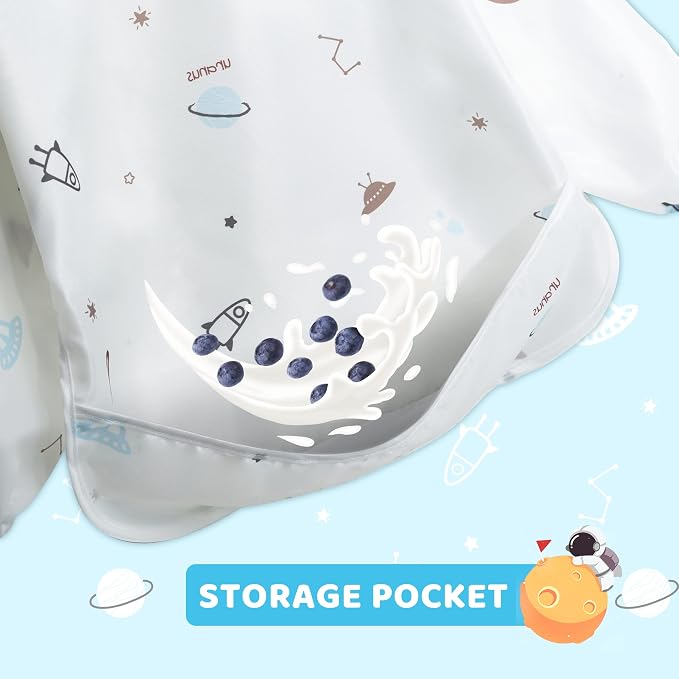 Little Dimsum Baby Bib with Pocket Waterproof Toddler Bibs Infant Feeding Bibs - Image 3