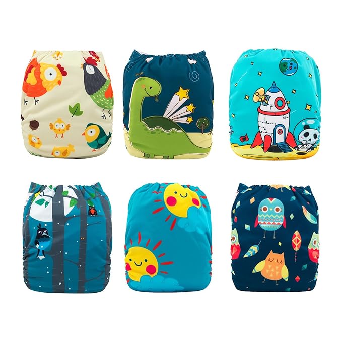 babygoal Reusable Cloth Diapers 6 Pack+6pcs Microfiber Inserts+4pcs Rayon from - Image 2