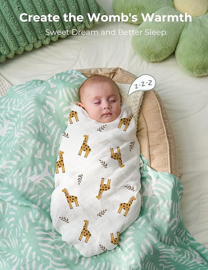 Momcozy Muslin Best Wishes Swaddle Blankets, Ultra Soft Neutral Registry - Image 3