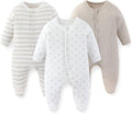Unisex Baby Boy Girl Footies Rompers Cotton Long Sleeve 3 Pack Infant Jumpsuits by JELYLOVE
