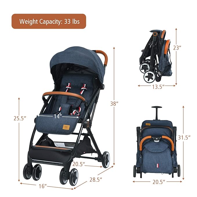 BABY JOY Lightweight Baby Stroller, Compact Toddler Travel Stroller - Image 7