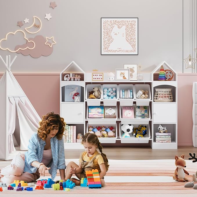 Vabches 55" Castle Shape Children's Toy Storage Organizer, Children's Bookcase - Image 6