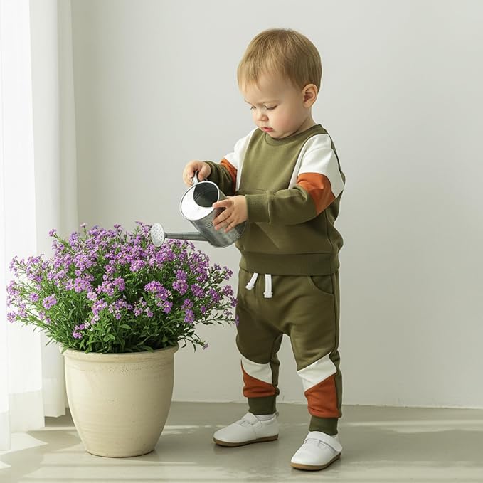 Kupretty Toddler Baby Boy Fall Winter Clothes Color Block Long Sleeve - Image 3