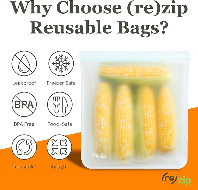 zip Gallon Reusable Bags | BPA-Free, Food Grade, Freezer and Dishwasher Safe | - Image 3