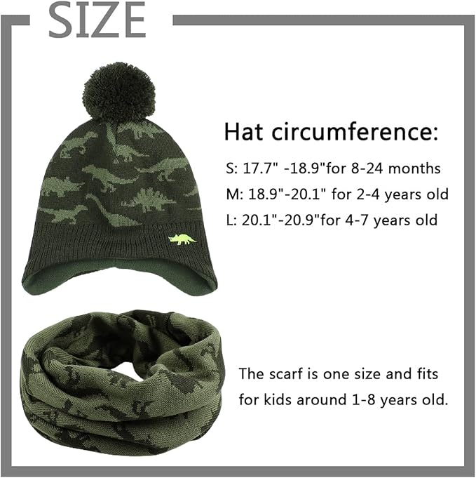 JANGANNSA Knitted Baby Hat Scarf Set Winter Warm Boys Girls Beanie Fleece - Image 7