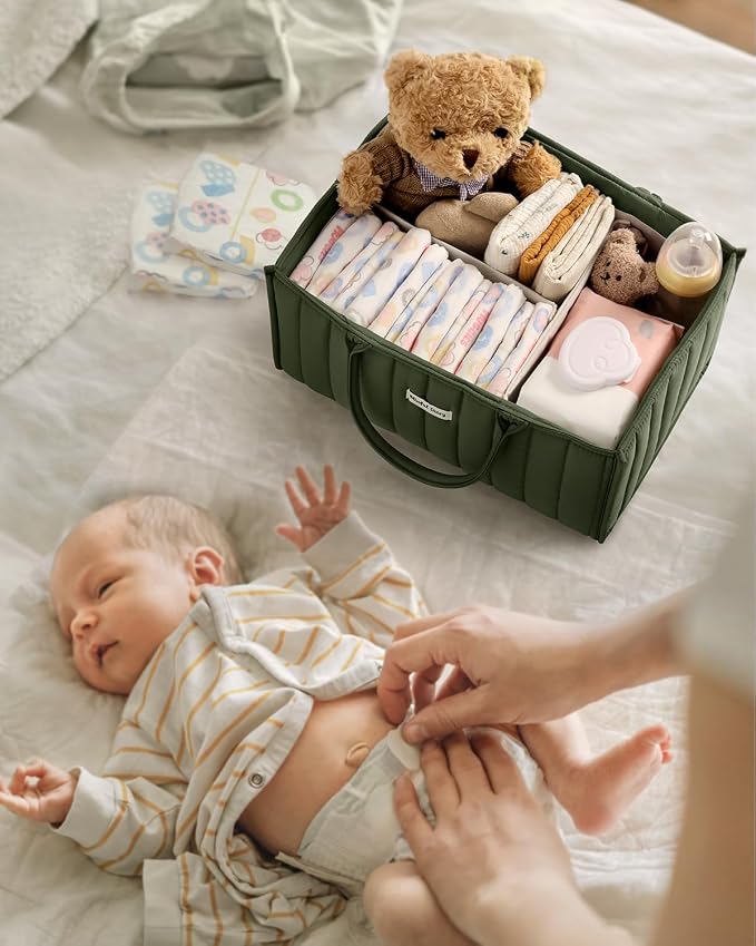 Blissful Diary Baby Diaper Caddy Organizer, Stylish Storage Basket - Image 6
