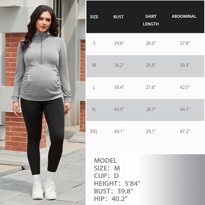 GINKANA Maternity Women's Long Sleeve Shirt Half Zipper Lapel Lightweight - Image 7