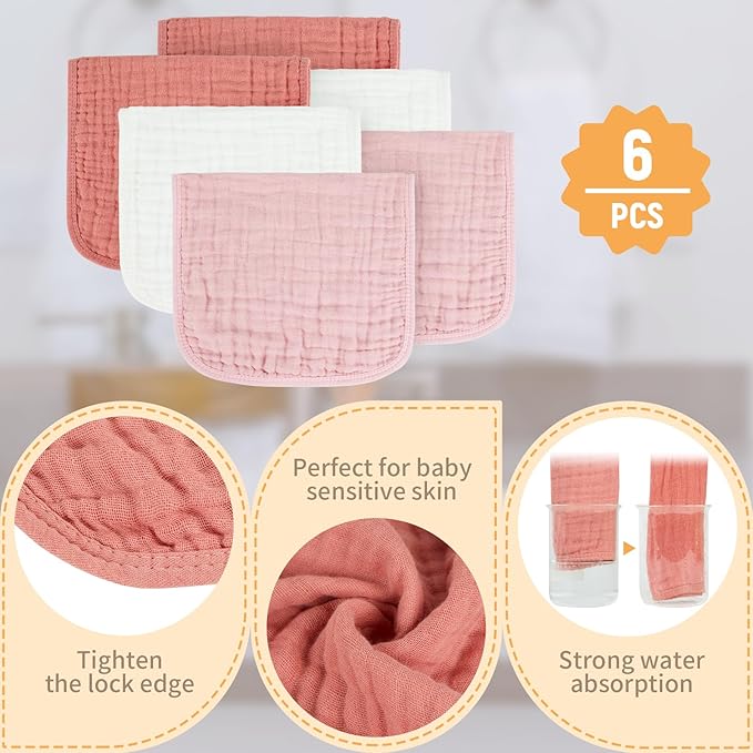 Baby Burp Cloth 100% Cotton Newborn Cotton Muslin Burp Cloth 10x20 inches - Image 4