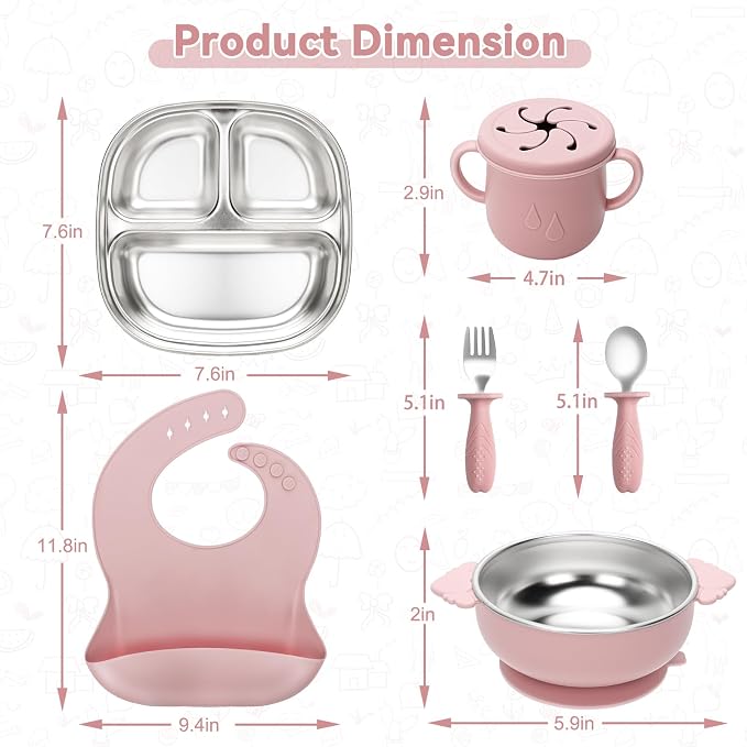 Stainless Steel Kids Plates and Bowls Set - Image 2