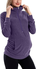 GINKANA Maternity Women's Long Sleeve Shirt Half Zipper Lapel Lightweight by GINKANA