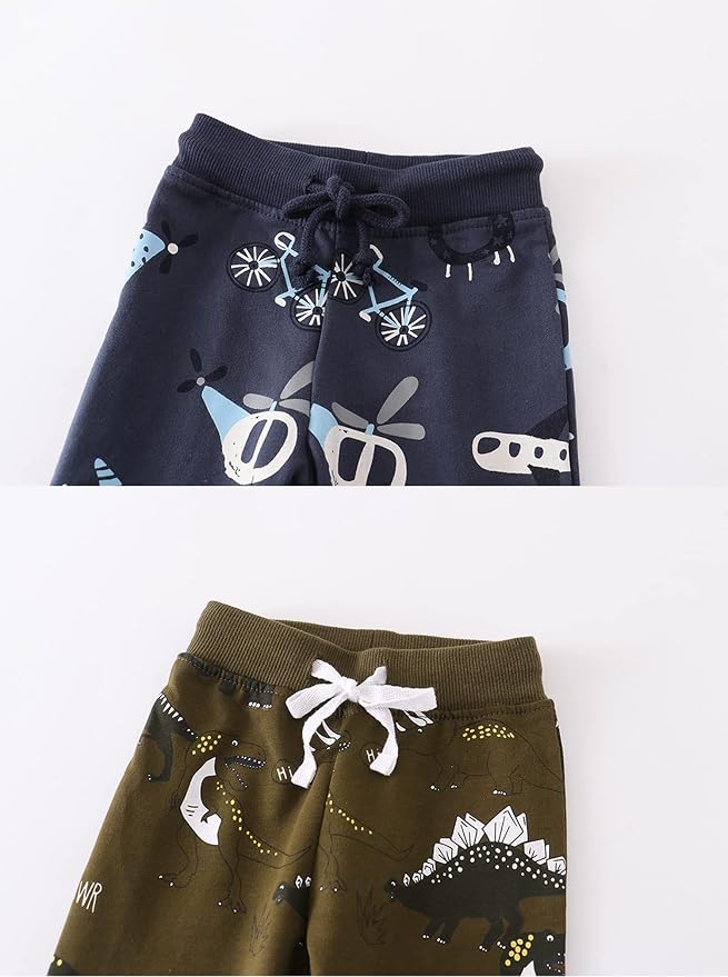 HUAER& Baby Boy's Jogger Pants Dinosaur Car Animal Print Drawstring Elastic - Image 3