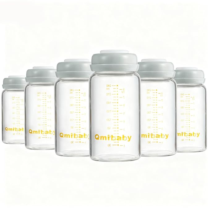 Breast Milk Storage Bottles 240ml 8oz BPA-Free Leak-Proof Baby Bottle by Qmibaby
