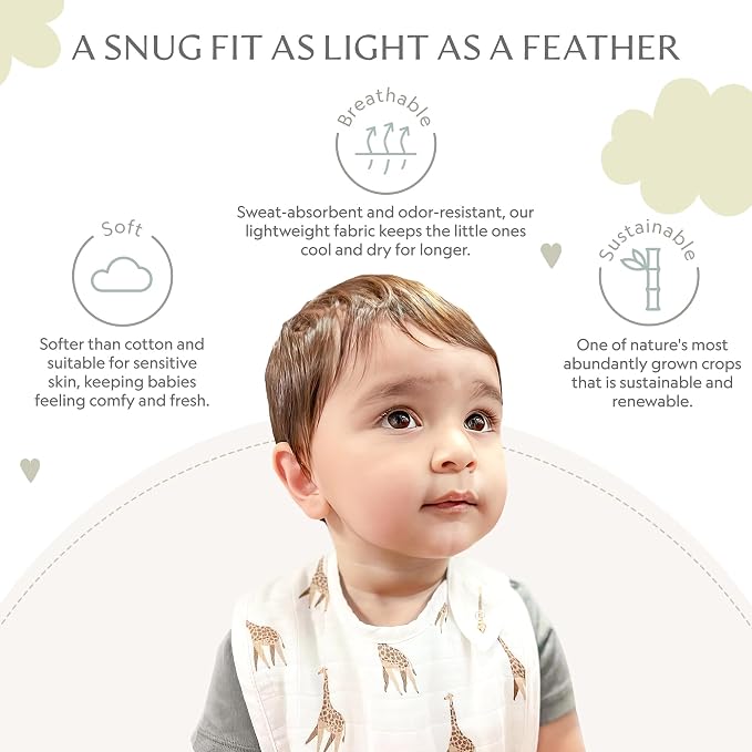 Bamboo Little Bamboo Viscose Baby Bib Set, Giraffe & Zebra - Image 3