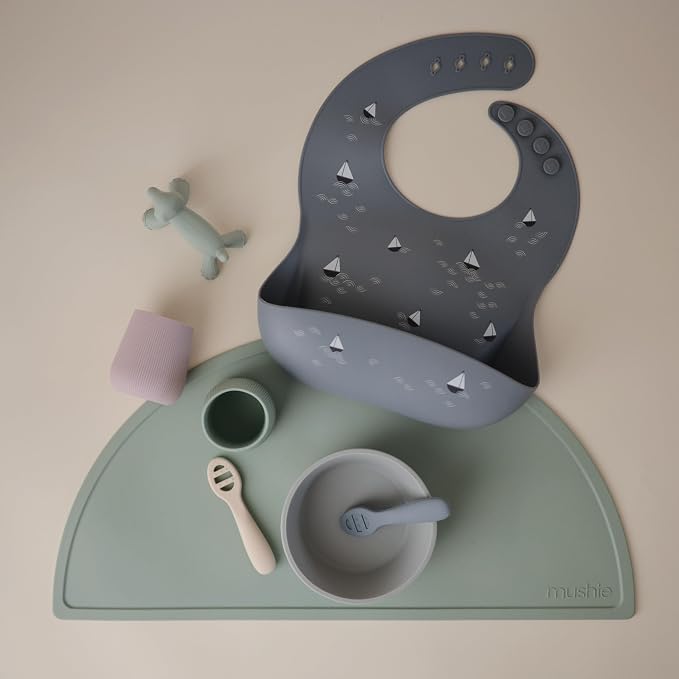 mushie Silicone Baby Bib | Adjustable Fit Waterproof Bibs - Image 6