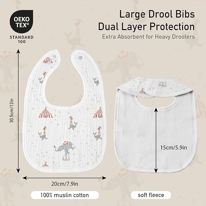 GLLQUEN BABY Muslin Drool Bibs for Boys Girls 8 Pack, Adjustable Baby Bibs for - Image 4