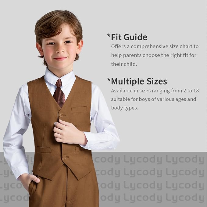 Boys Vest Set Formal Dress Suits Wedding Outfit Dresswear - Image 3